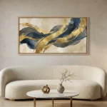 Indigo Gold Currents – Wabi Sabi Abstract Wall Art - Image 4