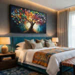Midnight Canopy Vibrant tree against dark background color wall art - Image 3