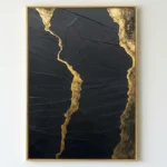 Midnight Eruption Gold flow through textured dark. Abstract art - Image 2