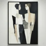 Modern Cubist Couple Angular figures, split background. color art - Image 2