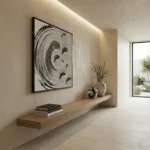 Modern Orbit Black framed textured paint swirls minimal wall decor - Image 5