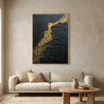 Molten Vein Black impasto with gold river. abstract art - Image 5