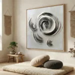 Monochrome Vortex Flow Textured black white impasto spiral contemporary minimal art - Image 4