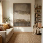 Muted Horizon Atmospheric abstract in warm taupe Minimal wall art