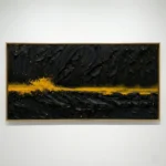 Noir Gold Impasto Deep dark canvas gold splash minimal wall art - Image 2
