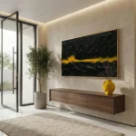 Noir Gold Impasto Deep dark canvas gold splash minimal wall art - Image 3