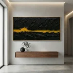Noir Gold Impasto Deep dark canvas gold splash minimal wall art