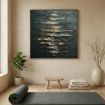Noir Gold Strata Textured metallic horizontal bands minimal wall art