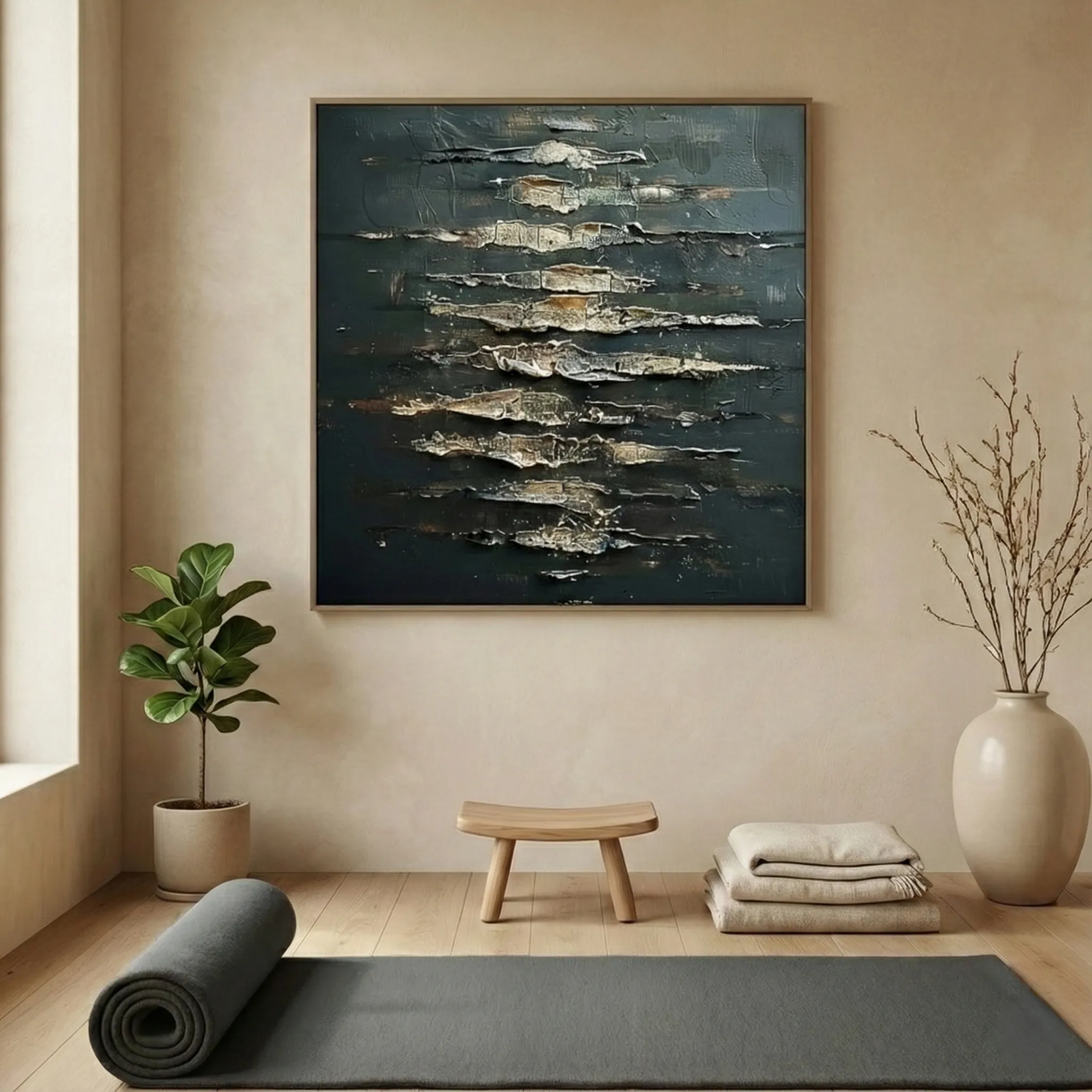 Noir-Gold-Strata-Textured-metallic-horizontal-bands-minimal-wall-art-2.webp Noir Gold Strata Textured metallic horizontal bands minimal wall art - Image 1