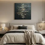 Noir Gold Strata Textured metallic horizontal bands minimal wall art - Image 5