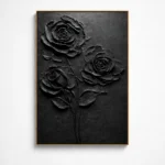 Noir Petal Minimal Elegant black impasto flower art minimal wall decor - Image 2