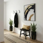 Obsidian Flow Dynamic black and gold impasto painting. abstract art - Image 3
