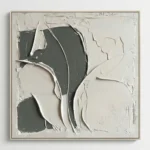 Organic Tactile Flow White and grey sculptural art. minimal wall art - Image 2