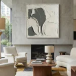 Organic Tactile Flow White and grey sculptural art. minimal wall art