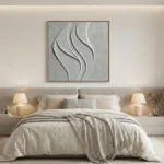 Pebble Gray Undulation Deep organic plaster waves minimal wall art - Image 4