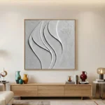 Pebble Gray Undulation Deep organic plaster waves minimal wall art - Image 5