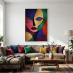 Prismatic Soul Vibrant cubist-style portrait Abstract wall art - Image 4
