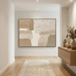 Quiet Terrain – Minimal Beige & White Textured Art - Image 4