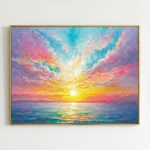 Radiant Horizon – Vibrant Textured Sunset Seascape color wall art - Image 2