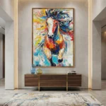 Radiant Prism Gallop Modern Impasto Stallion Decor color wall art
