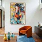 Radiant Prism Gallop Modern Impasto Stallion Decor color wall art - Image 4