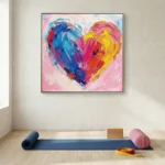 Radiant Spectrum Heart Vivid blue pink yellow heart abstract wall decor