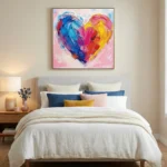 Radiant Spectrum Heart Vivid blue pink yellow heart abstract wall decor - Image 3