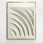 Radiating White Waves – Abstract Textured Paper Art - Image 2