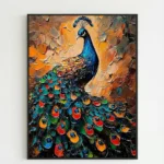 Regal Peacock Radiance – Textured Abstract Luxury Wall Art - Image 2