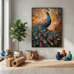 Regal Peacock Radiance – Textured Abstract Luxury Wall Art - Image 3
