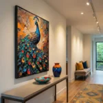 Regal Peacock Radiance – Textured Abstract Luxury Wall Art - Image 5