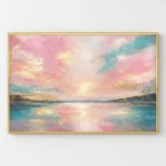 Roseate Horizon Glow Abstract pink gold sunset texture Color wall art - Image 2
