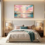 Roseate Horizon Glow Abstract pink gold sunset texture Color wall art - Image 4