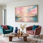 Roseate Horizon Glow Abstract pink gold sunset texture Color wall art - Image 3