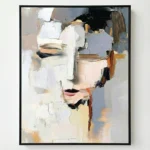 Rust Cream Impasto Textured palette knife portrait color wall art - Image 2
