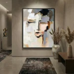 Rust Cream Impasto Textured palette knife portrait color wall art - Image 4