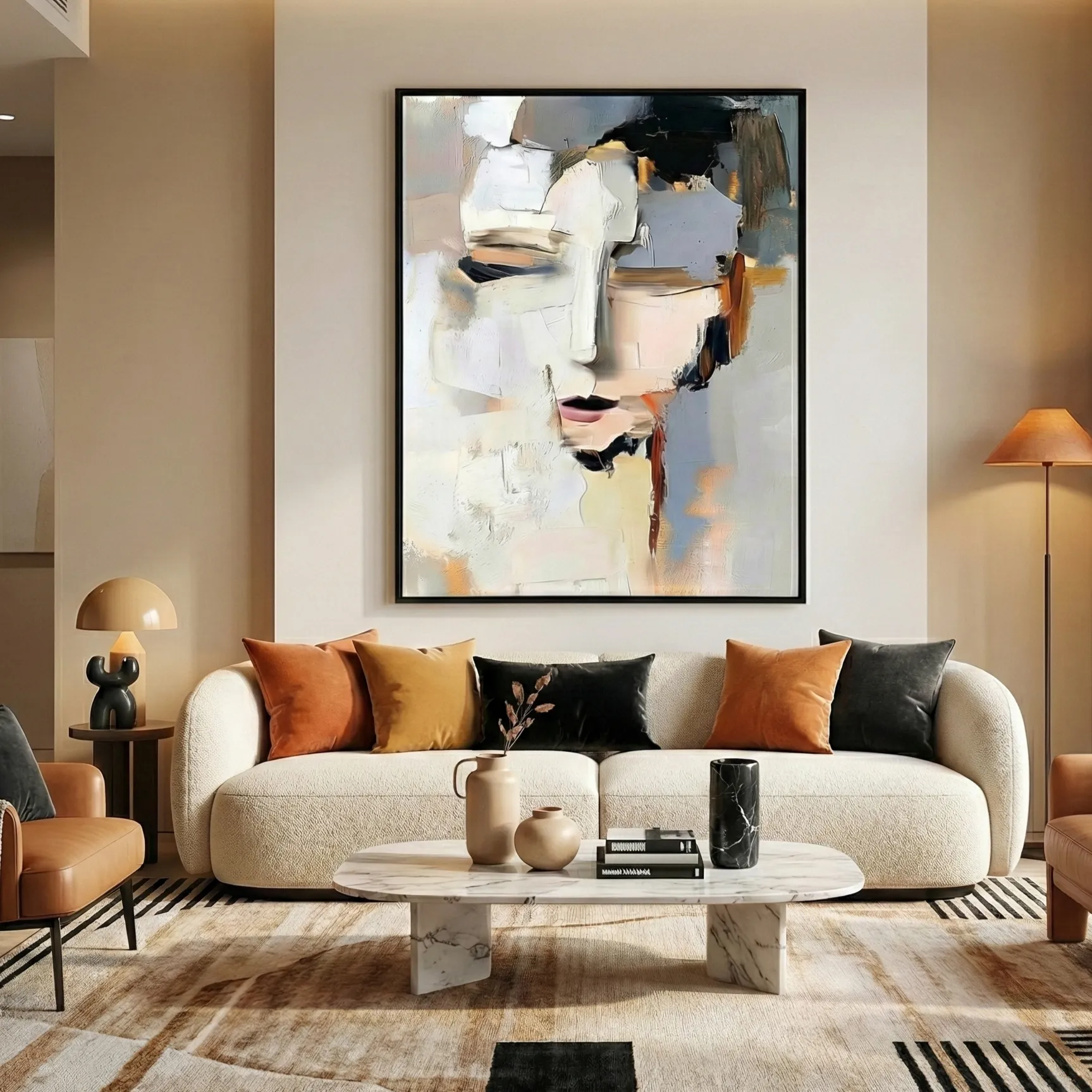 Rust-Cream-Impasto-Textured-palette-knife-portrait-color-wall-art-5.webp Rust Cream Impasto Textured palette knife portrait color wall art - Image 1