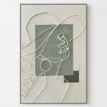 Sage Geometric Line Art – Textured Wall Decor Wabi Sabi Art - Image 2