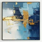 Sapphire Drift – Oceanic Palette Knife Wall Decor abstract wall art - Image 2