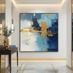 Sapphire Drift – Oceanic Palette Knife Wall Decor abstract wall art - Image 4