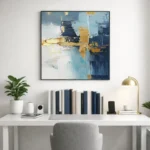 Sapphire Drift – Oceanic Palette Knife Wall Decor abstract wall art
