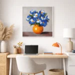 Sapphire Floral Study – Bold Palette Knife Canvas – Colorful Wall Art