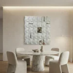 Sculpted White Ripple Grid – Abstract Textured Wall Decor - Image 3