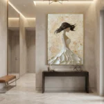 Serene Impasto Flow Neutral palette knife woman art Minimal wall art