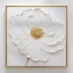 Serene Petal Sculpt Large textured white flower minimal wall art - Image 2