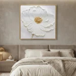 Serene Petal Sculpt Large textured white flower minimal wall art - Image 5