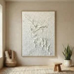 Serene Ridge Flow Sculptural white plaster artwork minimal wall art - Image 3