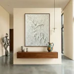 Serene Ridge Flow Sculptural white plaster artwork minimal wall art - Image 5