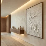 Serene Ridge Flow Sculptural white plaster artwork minimal wall art - Image 4