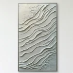 Serene White Tides Textured wave plaster art minimal wall art - Image 2
